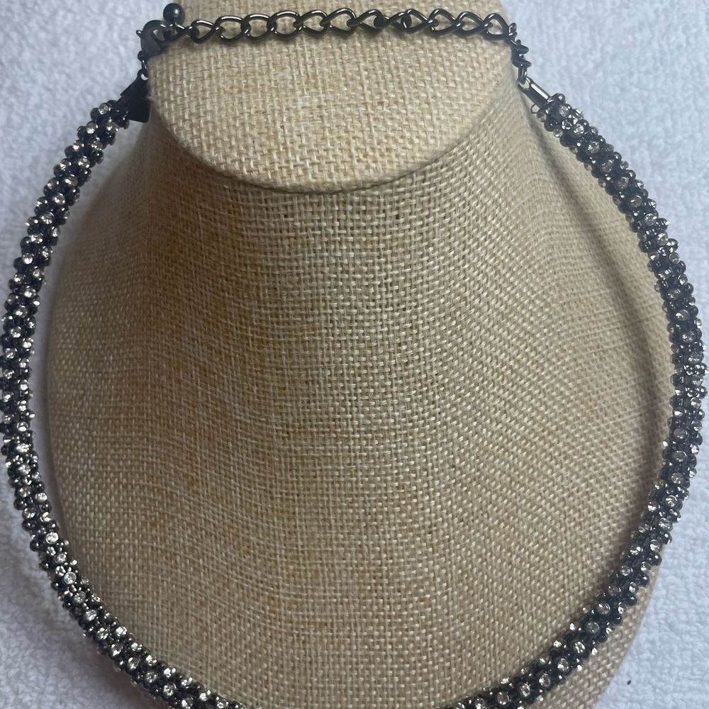 Nwot Kenneth Jay Lane Rhinestone Gunmetal Choker - image 7